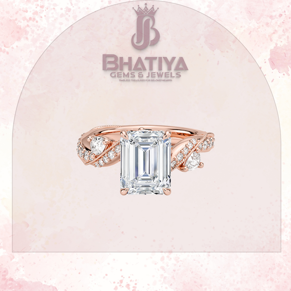 Royal Radiance Diamond Ring – 14K Gold Plated with Twisted Pave Band For Men's and Woman