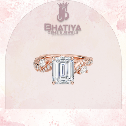 Royal Radiance Diamond Ring – 14K Gold Plated with Twisted Pave Band For Men's and Woman