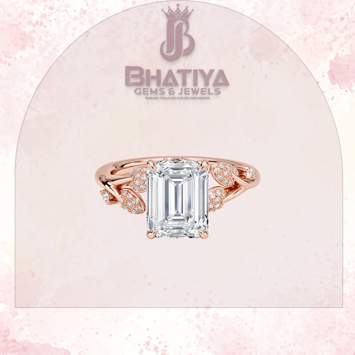 Timeless Elegance Solitaire Ring with Diamond Leaf Accents 14K Gold