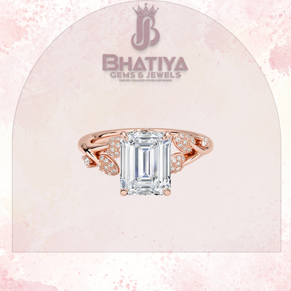 Timeless Elegance Solitaire Ring with Diamond Leaf Accents 14K Gold