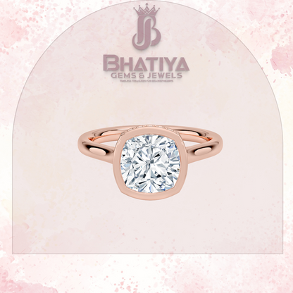 Radiant Elegance luxury Cut Diamond Ring in Yellow Gold Bezel Setting