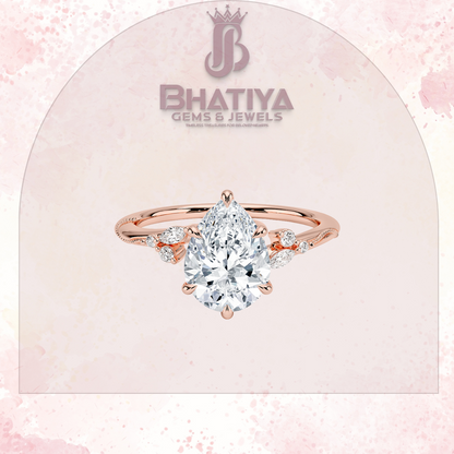 Vintage-Inspired Diamond Engagement Ring – 6-Prong Setting with Side Accents in Yellow Gold