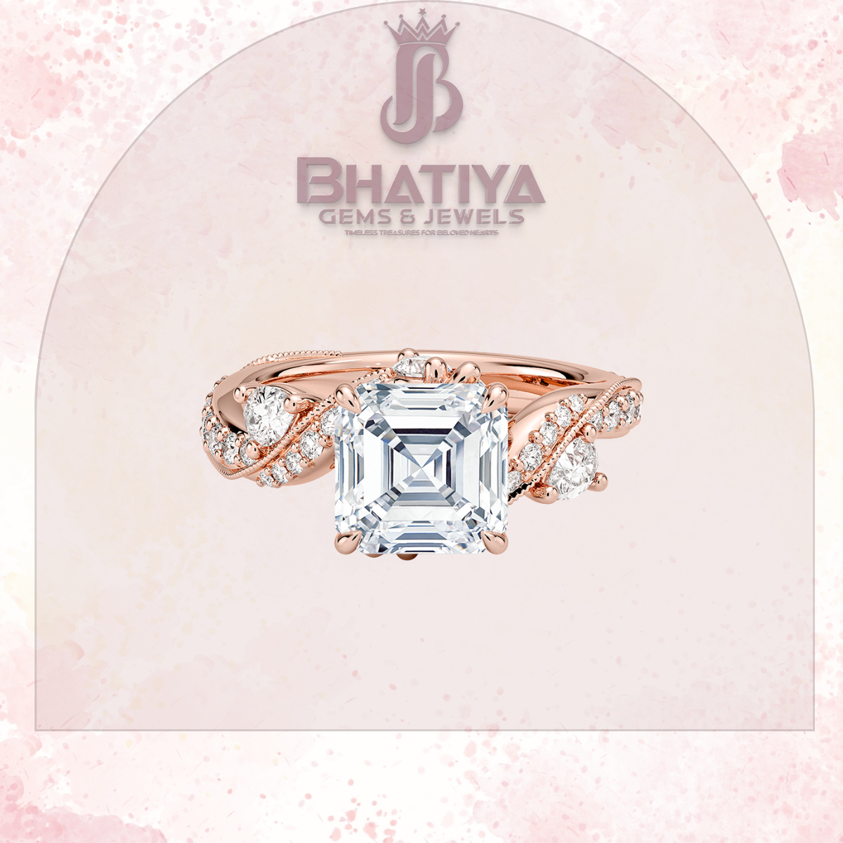 Royal Radiance Diamond Ring – 14K Gold Plated with Twisted Pave Band For Men's and Woman