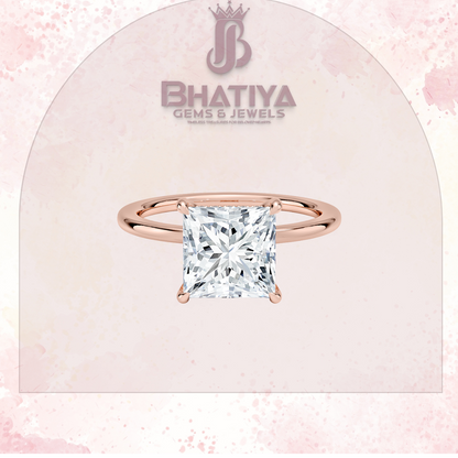 Classic Diamond Engagement Ring Minimalist Yellow Gold Setting Pure Love Solitaire Ring.