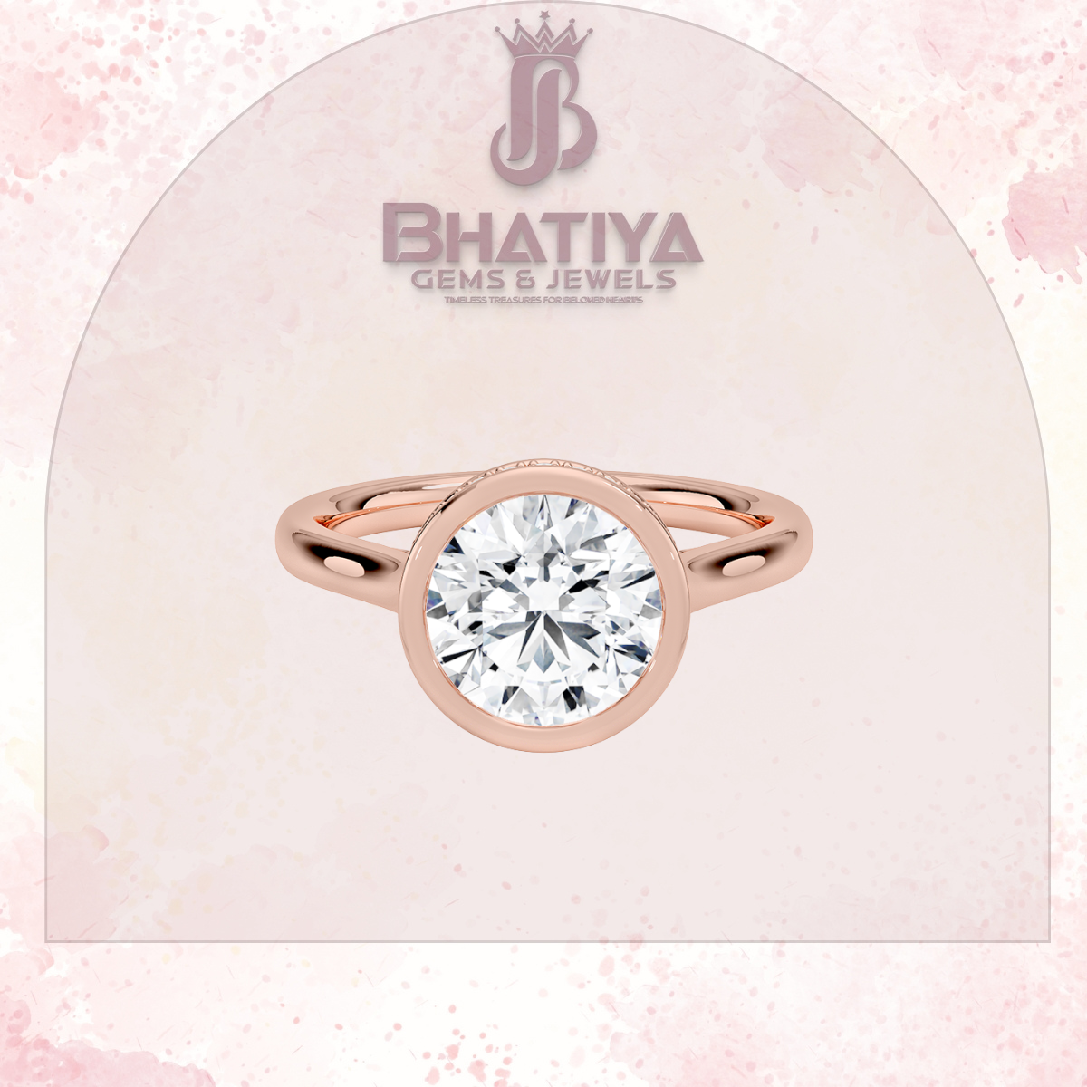Radiant Elegance luxury Cut Diamond Ring in Yellow Gold Bezel Setting