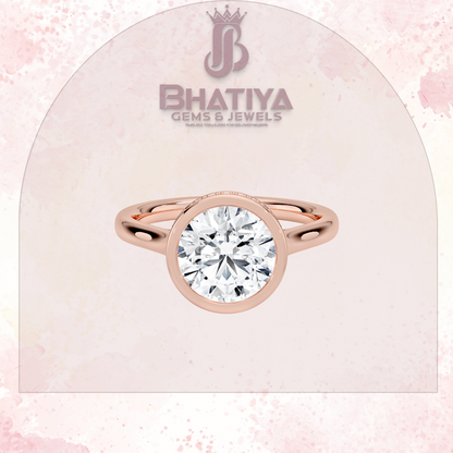 Radiant Elegance luxury Cut Diamond Ring in Yellow Gold Bezel Setting