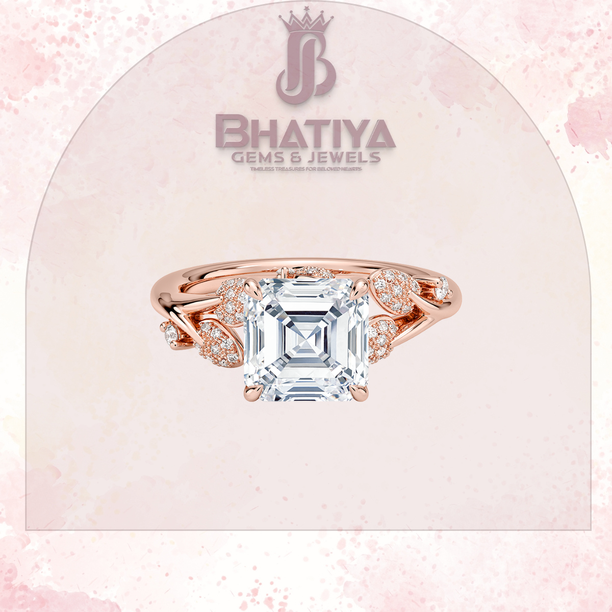 Timeless Elegance Solitaire Ring with Diamond Leaf Accents 14K Gold