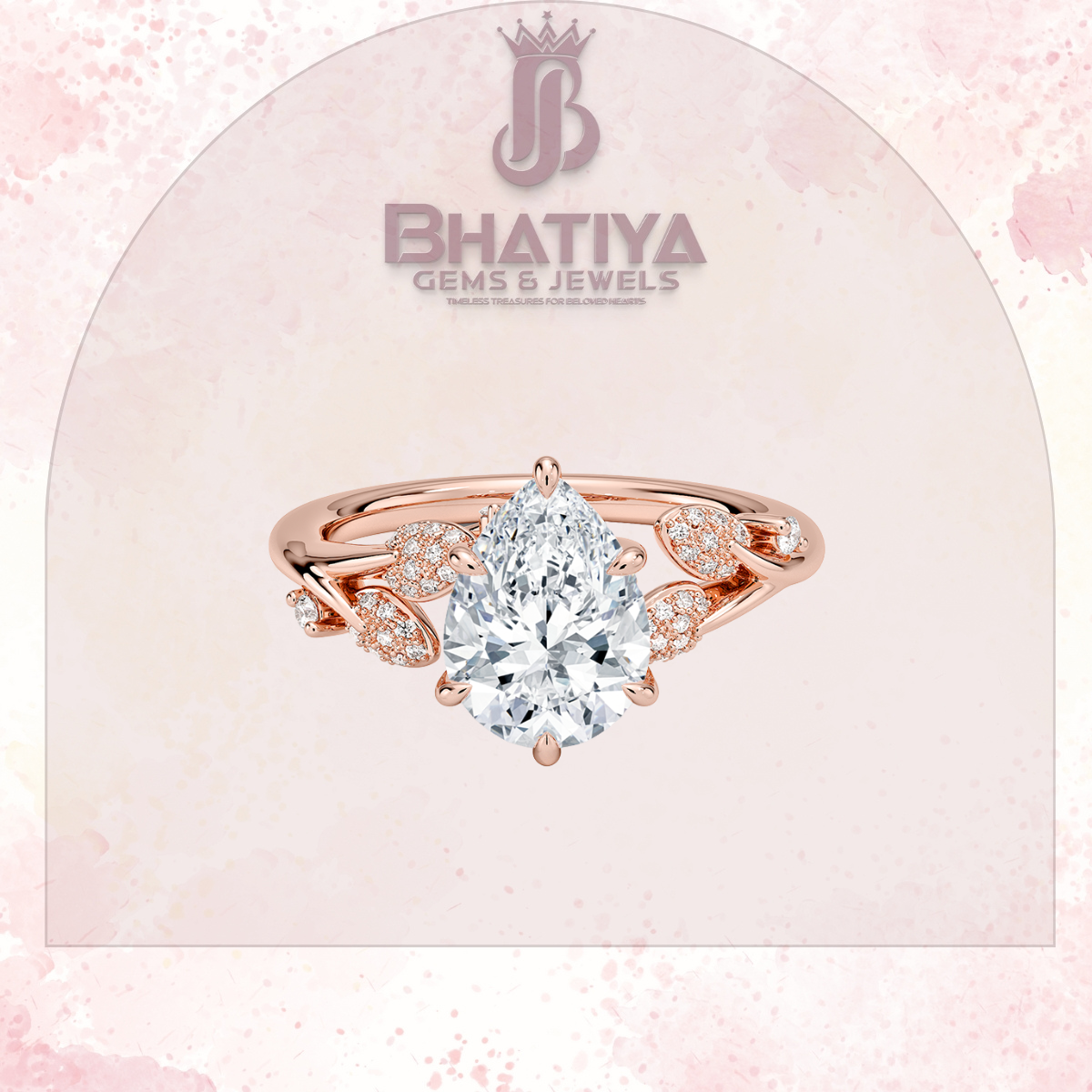 Timeless Elegance Solitaire Ring with Diamond Leaf Accents 14K Gold