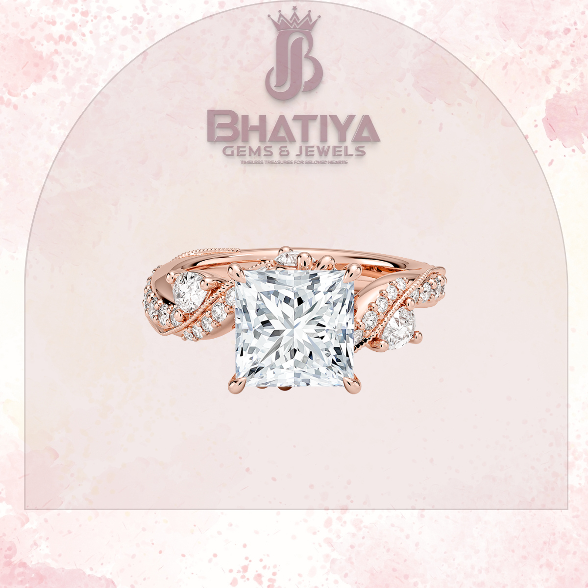 Royal Radiance Diamond Ring – 14K Gold Plated with Twisted Pave Band For Men's and Woman