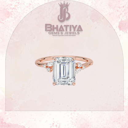 Vintage-Inspired Diamond Engagement Ring – 6-Prong Setting with Side Accents in Yellow Gold