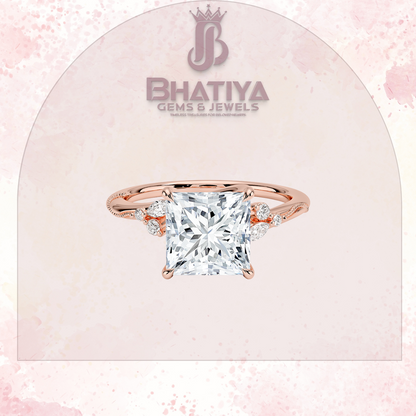 Vintage-Inspired Diamond Engagement Ring – 6-Prong Setting with Side Accents in Yellow Gold