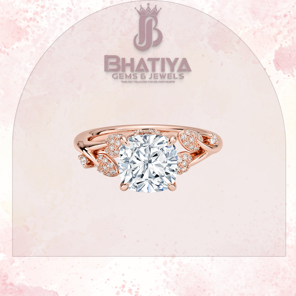 Timeless Elegance Solitaire Ring with Diamond Leaf Accents 14K Gold