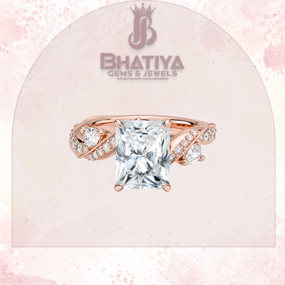 Royal Radiance Diamond Ring – 14K Gold Plated with Twisted Pave Band For Men's and Woman