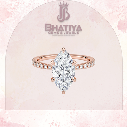 Round Brilliant Moissanite Diamond Solitaire Engagement Ring in 18K Yellow Gold Pave Band Sparkle