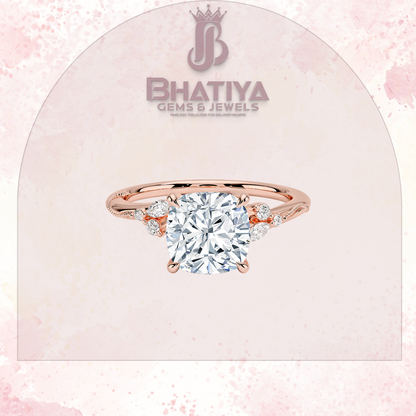 Vintage-Inspired Diamond Engagement Ring – 6-Prong Setting with Side Accents in Yellow Gold