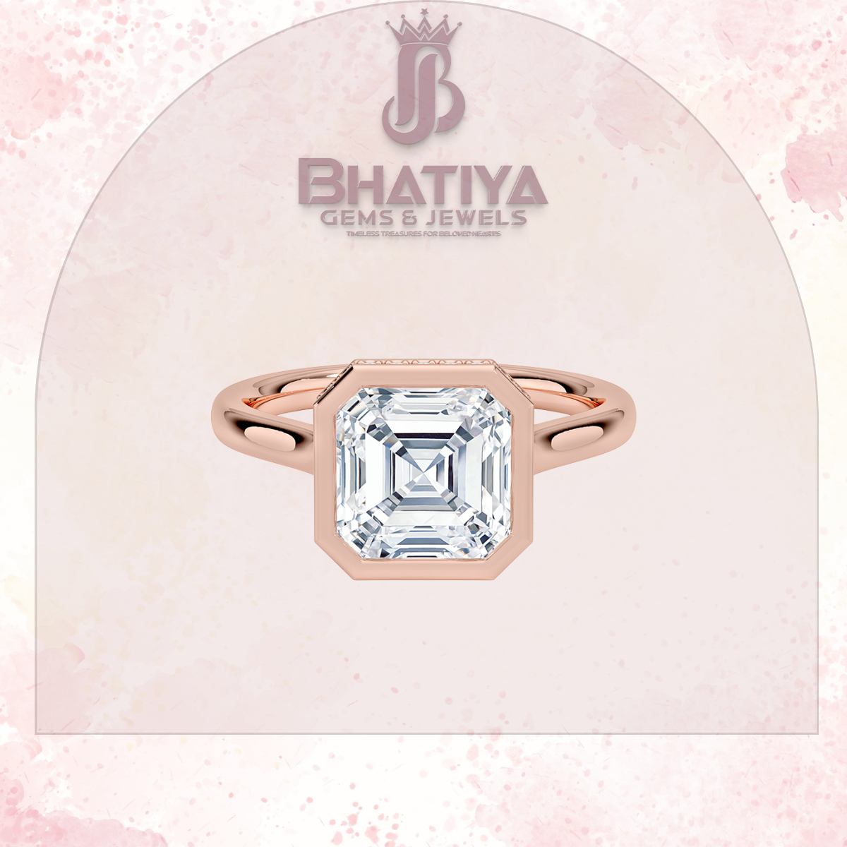 Radiant Elegance luxury Cut Diamond Ring in Yellow Gold Bezel Setting