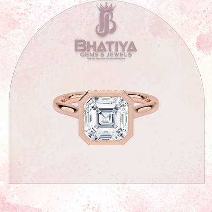 Radiant Elegance luxury Cut Diamond Ring in Yellow Gold Bezel Setting