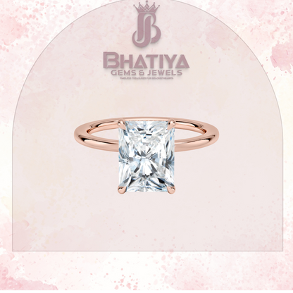Classic Diamond Engagement Ring Minimalist Yellow Gold Setting Pure Love Solitaire Ring.