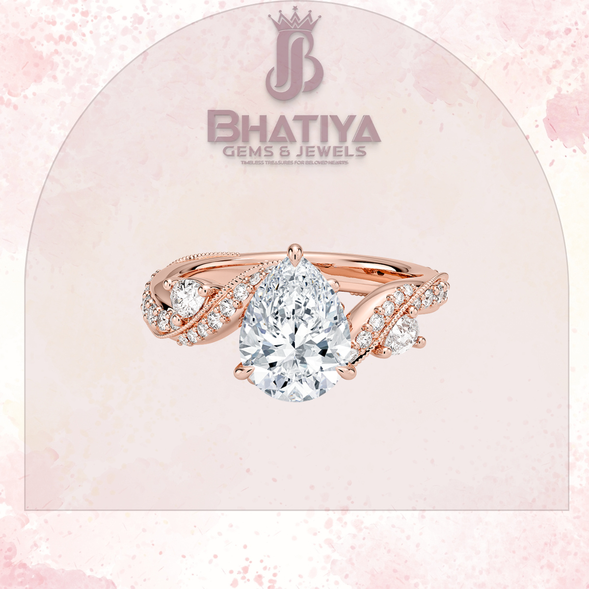 Royal Radiance Diamond Ring – 14K Gold Plated with Twisted Pave Band For Men's and Woman