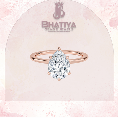 Classic Diamond Engagement Ring Minimalist Yellow Gold Setting Pure Love Solitaire Ring.