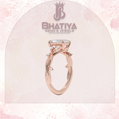Engagement Ring in 14K Gold with Twisted Vine Band & Marquise Accents