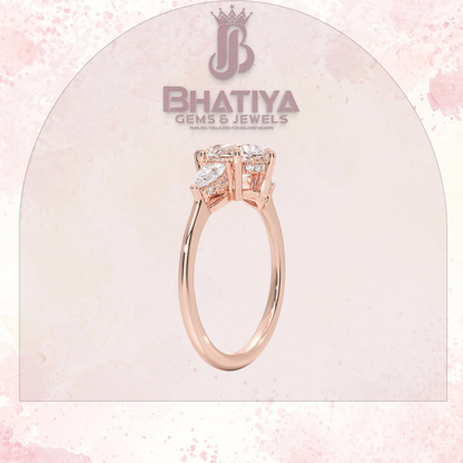 Elegant Diamond Engagement Ring – 14K Yellow Gold with Side Pear-Shaped Diamonds Luxury Fine Jewelry by Bhatiya Gems & Jewels