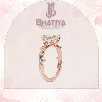 Engagement Ring in 14K Gold with Twisted Vine Band & Marquise Accents