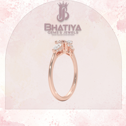 Elegant Diamond Engagement Ring – 14K Yellow Gold with Side Pear-Shaped Diamonds Luxury Fine Jewelry by Bhatiya Gems & Jewels