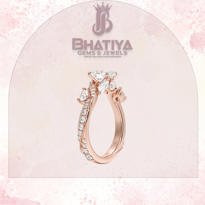Royal Radiance Diamond Ring – 14K Gold Plated with Twisted Pave Band For Men's and Woman