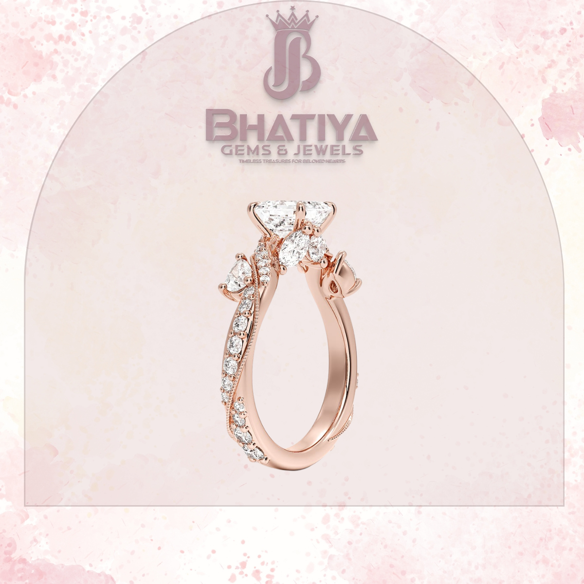 Royal Radiance Diamond Ring – 14K Gold Plated with Twisted Pave Band For Men's and Woman