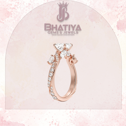 Royal Radiance Diamond Ring – 14K Gold Plated with Twisted Pave Band For Men's and Woman