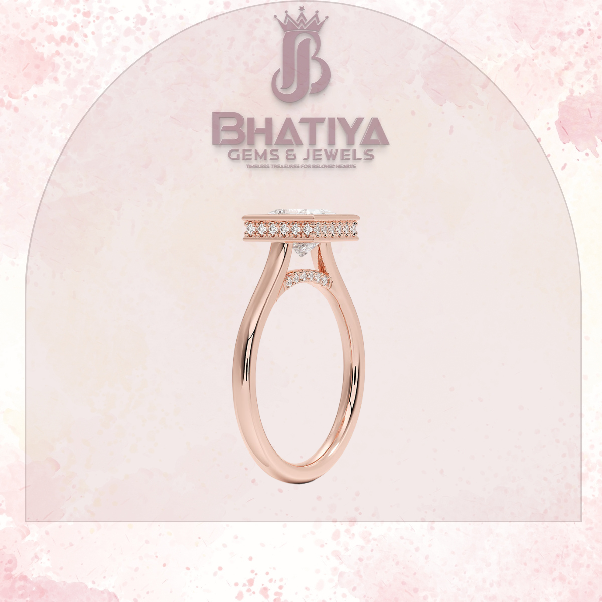 Radiant Elegance luxury Cut Diamond Ring in Yellow Gold Bezel Setting