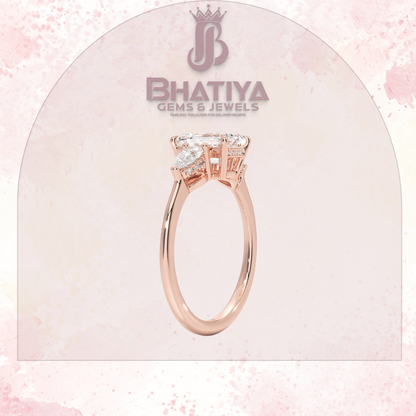 Elegant Diamond Engagement Ring – 14K Yellow Gold with Side Pear-Shaped Diamonds Luxury Fine Jewelry by Bhatiya Gems & Jewels