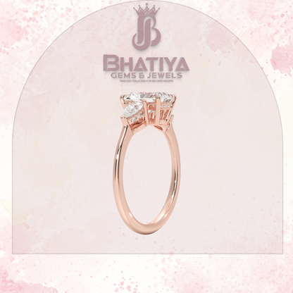 Elegant Diamond Engagement Ring – 14K Yellow Gold with Side Pear-Shaped Diamonds Luxury Fine Jewelry by Bhatiya Gems & Jewels