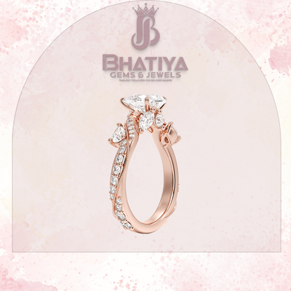Royal Radiance Diamond Ring – 14K Gold Plated with Twisted Pave Band For Men's and Woman