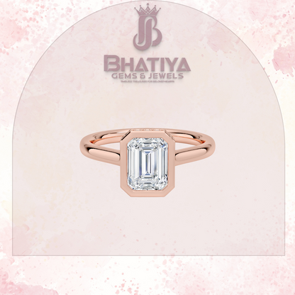Radiant Elegance luxury Cut Diamond Ring in Yellow Gold Bezel Setting