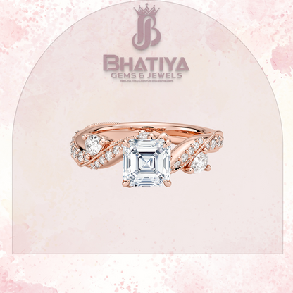 Royal Radiance Diamond Ring – 14K Gold Plated with Twisted Pave Band For Men's and Woman