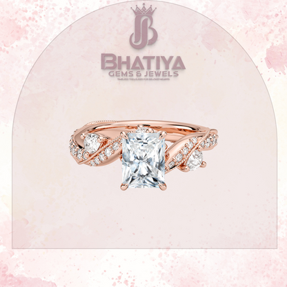 Royal Radiance Diamond Ring – 14K Gold Plated with Twisted Pave Band For Men's and Woman