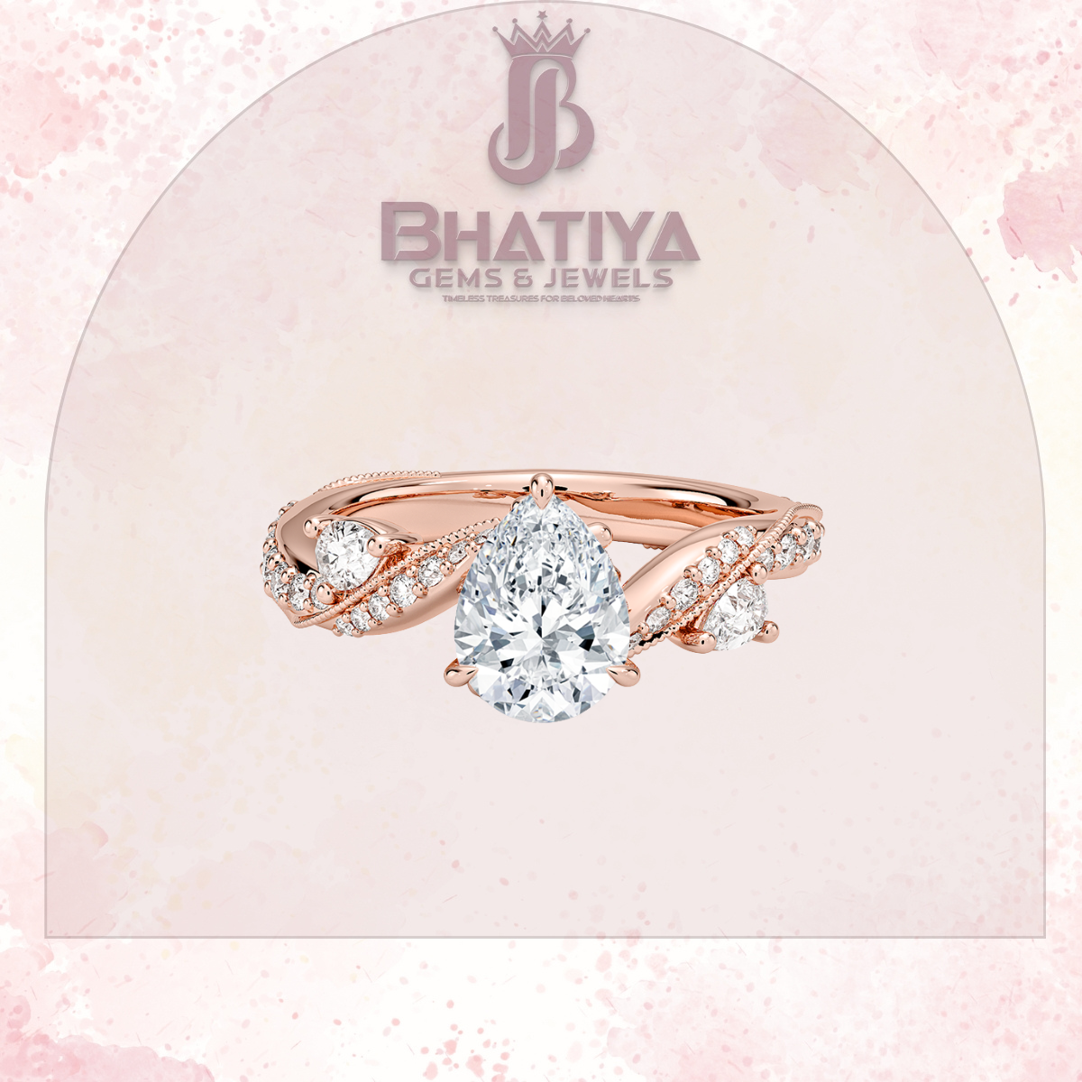 Royal Radiance Diamond Ring – 14K Gold Plated with Twisted Pave Band For Men's and Woman