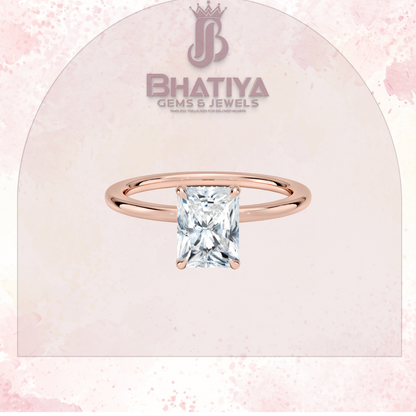Classic Diamond Engagement Ring Minimalist Yellow Gold Setting Pure Love Solitaire Ring.