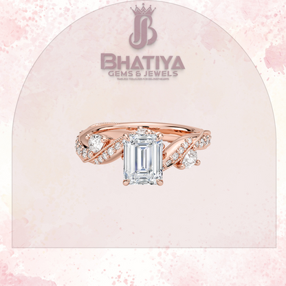 Royal Radiance Diamond Ring – 14K Gold Plated with Twisted Pave Band For Men's and Woman