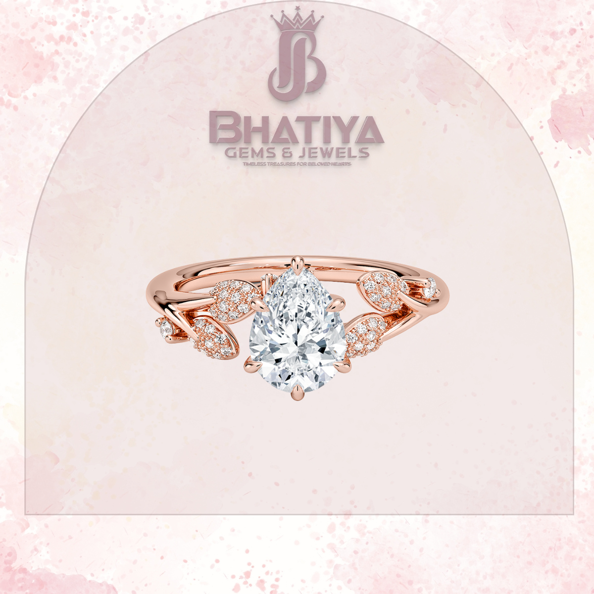 Timeless Elegance Solitaire Ring with Diamond Leaf Accents 14K Gold