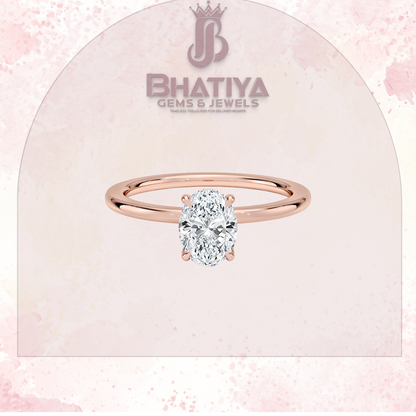 Classic Diamond Engagement Ring Minimalist Yellow Gold Setting Pure Love Solitaire Ring.