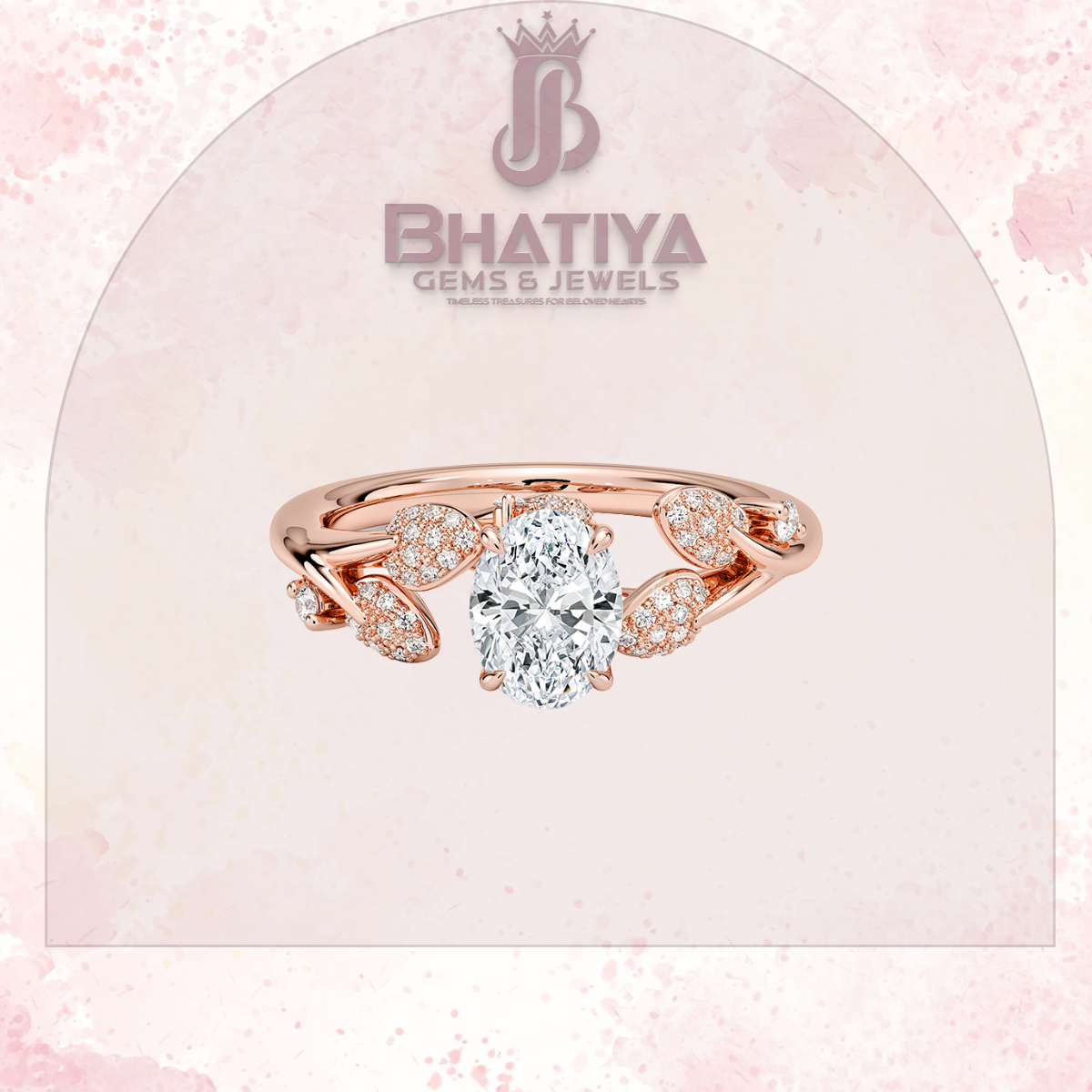 Timeless Elegance Solitaire Ring with Diamond Leaf Accents 14K Gold