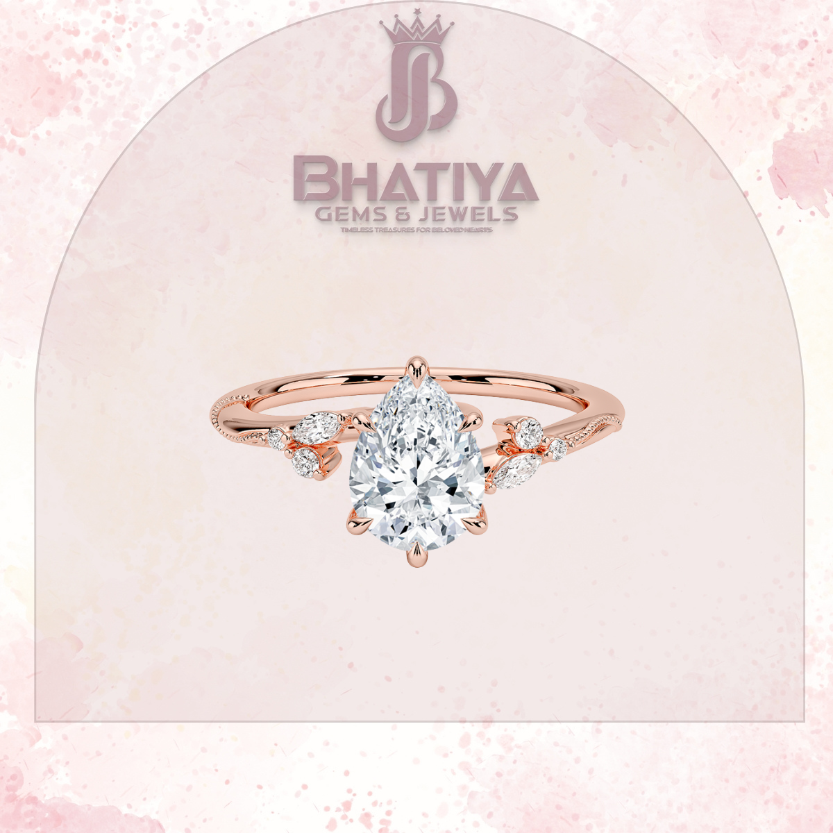 Vintage-Inspired Diamond Engagement Ring – 6-Prong Setting with Side Accents in Yellow Gold