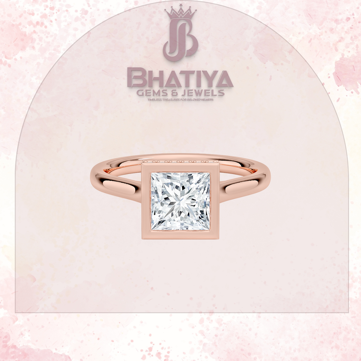 Radiant Elegance luxury Cut Diamond Ring in Yellow Gold Bezel Setting