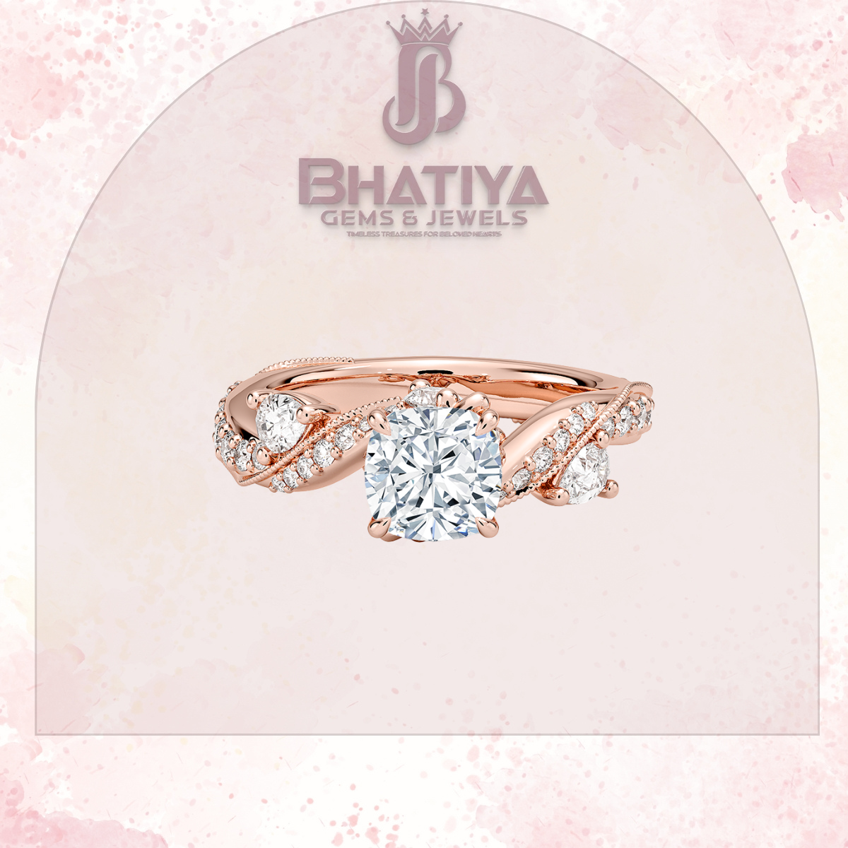 Royal Radiance Diamond Ring – 14K Gold Plated with Twisted Pave Band For Men's and Woman