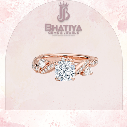 Royal Radiance Diamond Ring – 14K Gold Plated with Twisted Pave Band For Men's and Woman