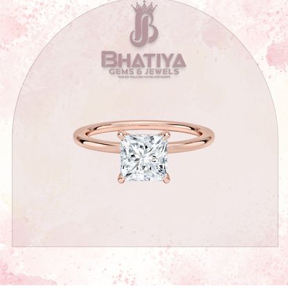 Classic Diamond Engagement Ring Minimalist Yellow Gold Setting Pure Love Solitaire Ring.