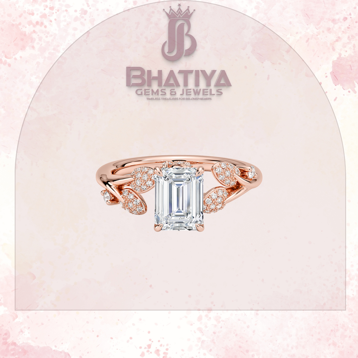 Timeless Elegance Solitaire Ring with Diamond Leaf Accents 14K Gold